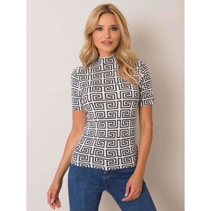 RUE PARIS Black and white patterned blouse vyobraziť