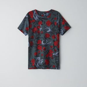 Cropp - Tričko s potlačou s motívom ruží - Šedá vyobraziť