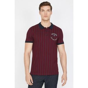 Koton Men's Burgundy Polo Neck Short Sleeve Printed T-Shirt vyobraziť