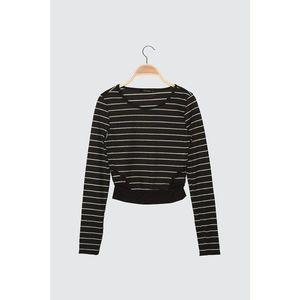 Trendyol Black Striped Waist Detail Knitted Blouse vyobraziť