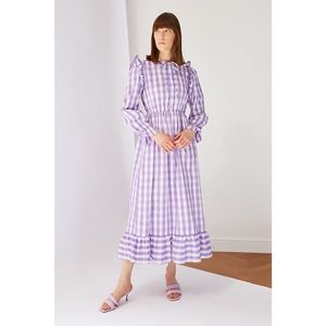 Trendyol Lilac Checkered Dress vyobraziť