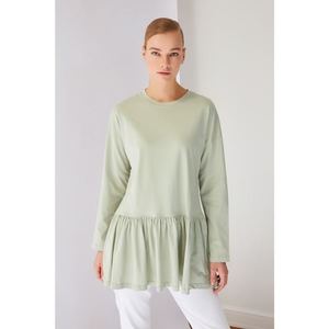 Trendyol Green Frilly Knitted Tunic vyobraziť