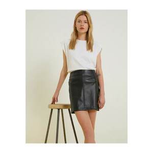 Koton Women's Black Leather Mini Skirt vyobraziť