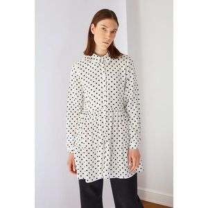 Trendyol White Button Detailed Printed Viscose Dress Tunic vyobraziť