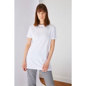 Trendyol White Embroidered Collar Single Jersey Tunic vyobraziť