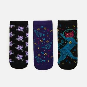 Cropp - Ponožky s potlačou, 3-Balenie - Čierna vyobraziť