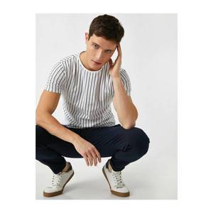 Koton Striped Short Sleeve Cotton T-Shirt vyobraziť