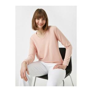 Koton Women's Pink V-Neck Soft Pajamas Top vyobraziť
