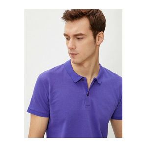 Koton Men's Purple Polo Neck Short Sleeve Cotton T-Shirt vyobraziť