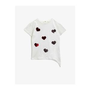 Koton Baby Girl Ecru Sequin Cotton Short Sleeve Crew Neck T-Shirt vyobraziť