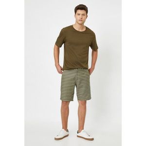 Koton Men's Green Striped Cotton Woven Shorts vyobraziť