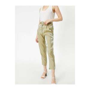 Koton Women's Green Belt Pocket Detailed Trousers vyobraziť