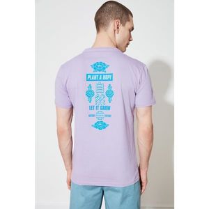 Trendyol Lila Men's Regular Fit Crew Neck Short Sleeve Printed T-Shirt vyobraziť