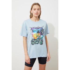 Trendyol Open Printed Boyfriend Knitted T-Shirt vyobraziť