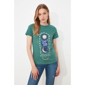 Trendyol Green Printed Knitted t-shirt vyobraziť