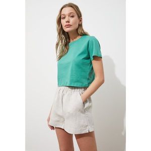 Trendyol Green 100% Organic Cotton Crop Knitted T-Shirt vyobraziť