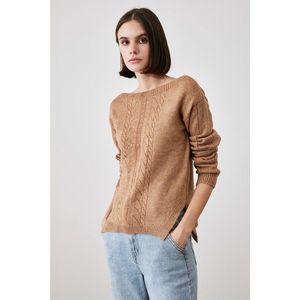 Trendyol Camel Knitting Detailed Knitwear Sweater vyobraziť