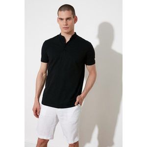 Trendyol Black Men's Crew Neck Short Sleeve Slim Fit Polo Collar T-shirt vyobraziť