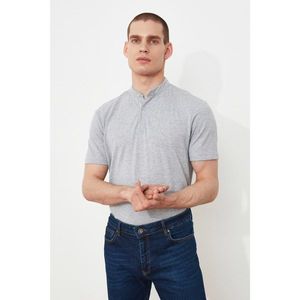 Trendyol Gray Men's Judge Collar Short Sleeve Slim Fit Polo Collar T-shirt vyobraziť