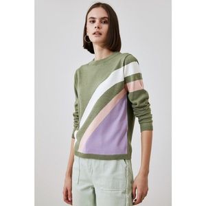 Trendyol Mint Color Block Knitwear Sweater vyobraziť