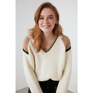 Trendyol Ekru Color Block Knitwear Sweater vyobraziť