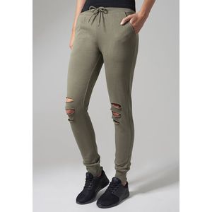 Urban Classics Ladies Cutted Terry Pants olive - M vyobraziť