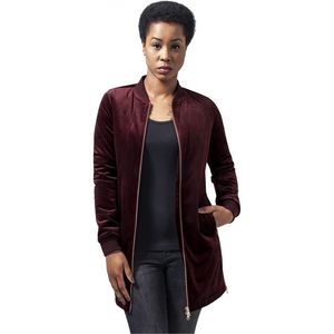 Urban Classics Ladies Long Velvet Jacket burgundy - S vyobraziť