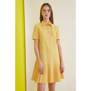 Trendyol Yellow Button Detailed Pleated Dress vyobraziť