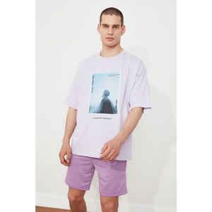 Trendyol Lila Men's Short Sleeve Oversize Fit Printed T-Shirt vyobraziť