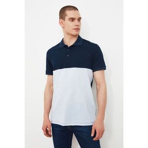 Trendyol Navy Blue Men's Regular Fit Short Sleeve Color Block Polo T-shirt vyobraziť