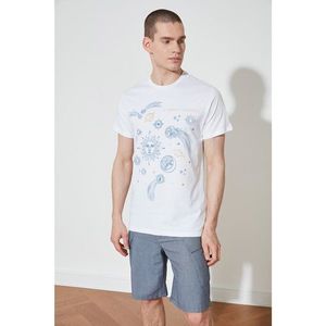 Trendyol Ecru Men's Regular Fit Short Sleeve Crew Neck Printed T-Shirt vyobraziť
