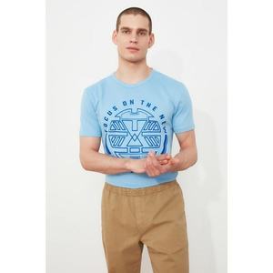 Trendyol Blue Men's Slim Fit Short Sleeve T-Shirt vyobraziť