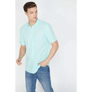 Koton Men's Green Short Sleeve Classic Collar Shirt vyobraziť