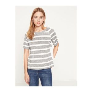 Koton Women's Gray Striped T-shirt vyobraziť