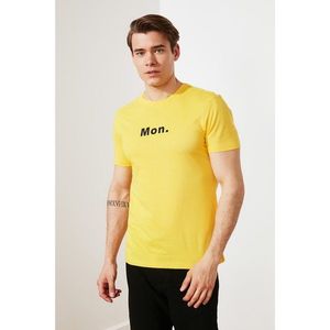 Trendyol Yellow Men's Regular Fit Crew Neck Short Sleeve Printed T-Shirt vyobraziť