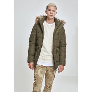 Urban Classics Faux Fur Hooded Jacket dark olive - M vyobraziť
