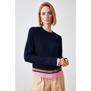 Trendyol Navy Color Block Knitwear Sweater vyobraziť