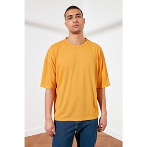 Trendyol Orange Basic Male Oversize Bike Collar Short Sleeve T-Shirt vyobraziť