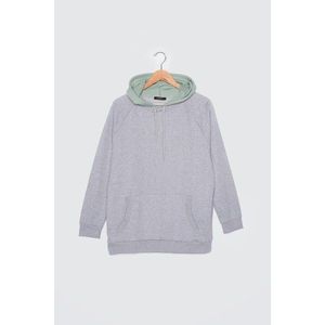 Trendyol Grey Hooded Knitted Sweatshirt vyobraziť