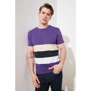 Trendyol Purple Men's Regular Fit Short Sleeve Panel T-Shirt vyobraziť