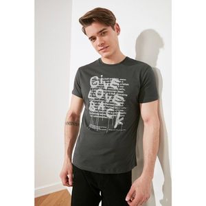 Trendyol Anthracite Men's Regular Fit Printed Short Sleeve T-Shirt vyobraziť
