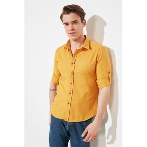 Trendyol Mustard Men's Shirt Collar Slim Fit Epaulette Shirt vyobraziť