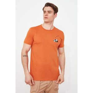 Trendyol Orange Men's Regular Fit Crew Neck Short Sleeve Printed T-Shirt vyobraziť