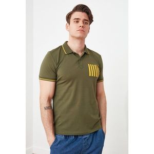 Trendyol Khaki Men's Slim Fit Short Sleeve Printed Polo Neck T-shirt vyobraziť