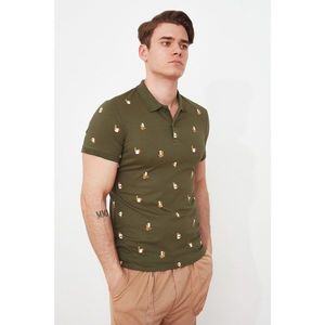 Trendyol Khaki Men's Short Sleeve Slim Fit Polo Neck T-shirt vyobraziť