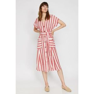 Koton Midi Striped Dress with Women's Red Pocket Detail Short Sleeves Tie Detail vyobraziť