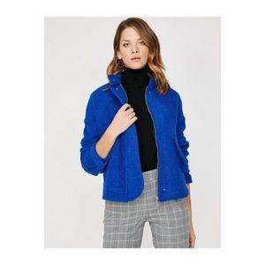 Koton Woman Arzu Sabanci High Collar Pocket Detail Coat Saks Blue vyobraziť