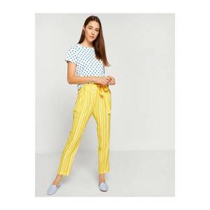 Koton Women's Yellow Striped Pants vyobraziť