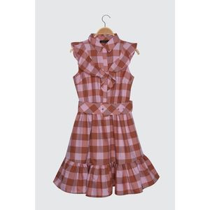 Trendyol Rose Dry Belt Plaid Dress vyobraziť