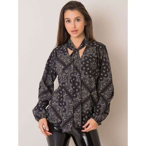 Black patterned blouse with a tie vyobraziť